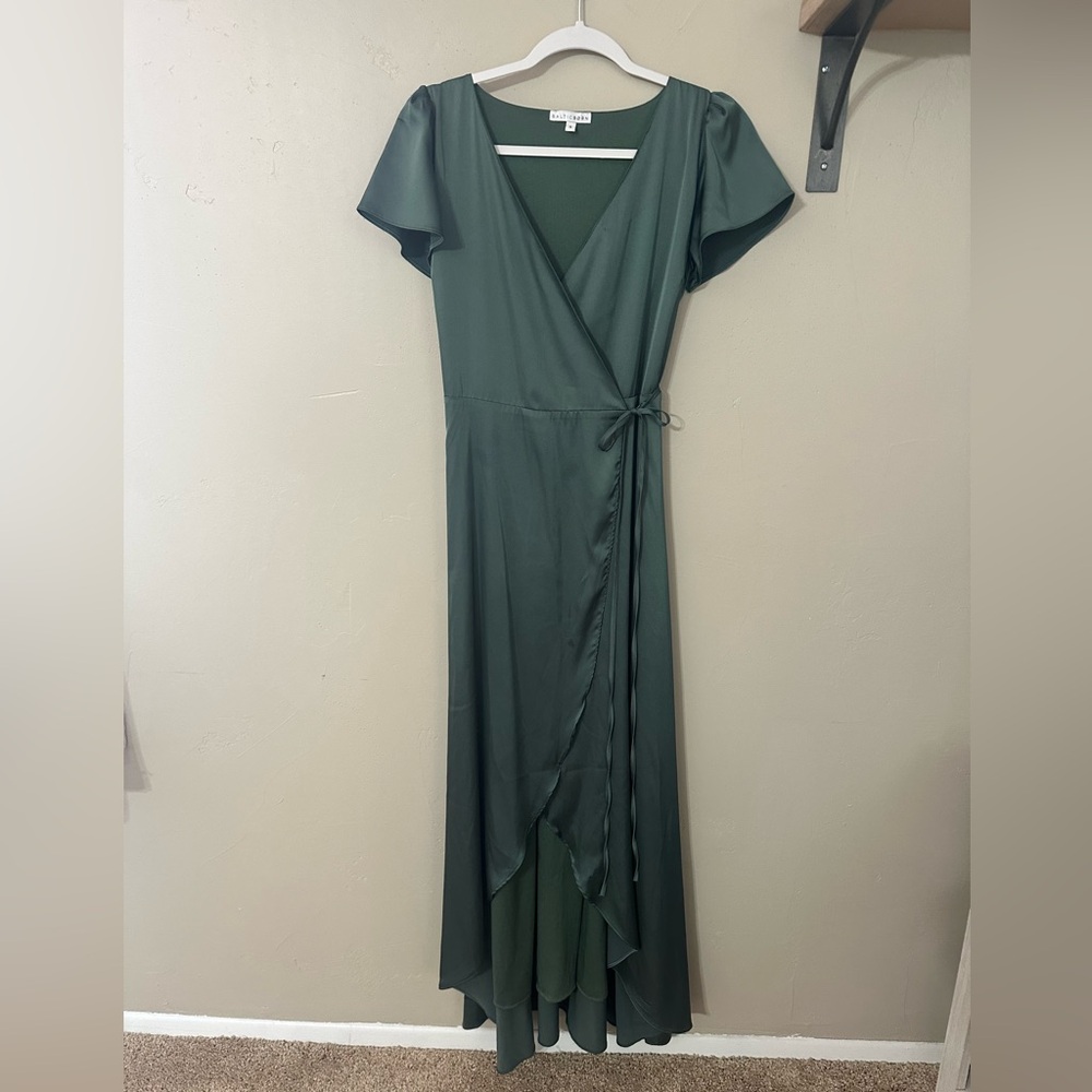 Winter green wrap dress